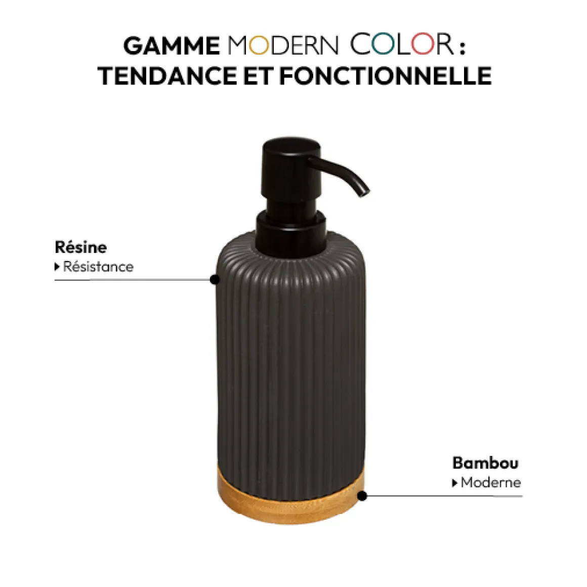 Distributeur de savon 270ml, Noir