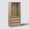 Dressing 3 tiroirs avec penderie, Effet bois