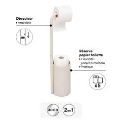 Dérouleur avec réserve papier toilette, Lin