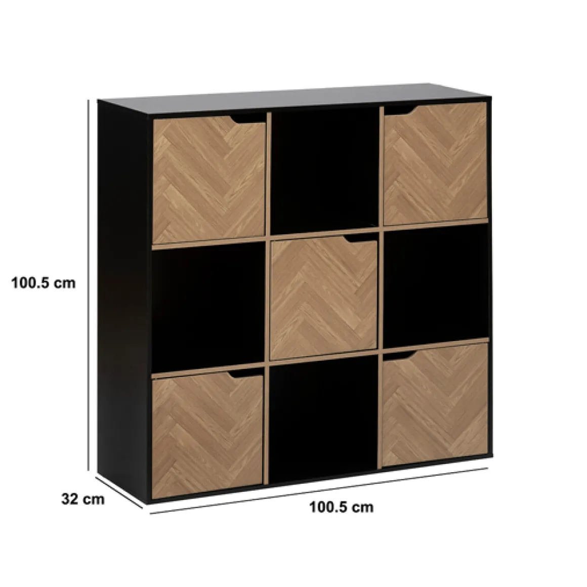 Etagère 9 cases, Effet bois et noir