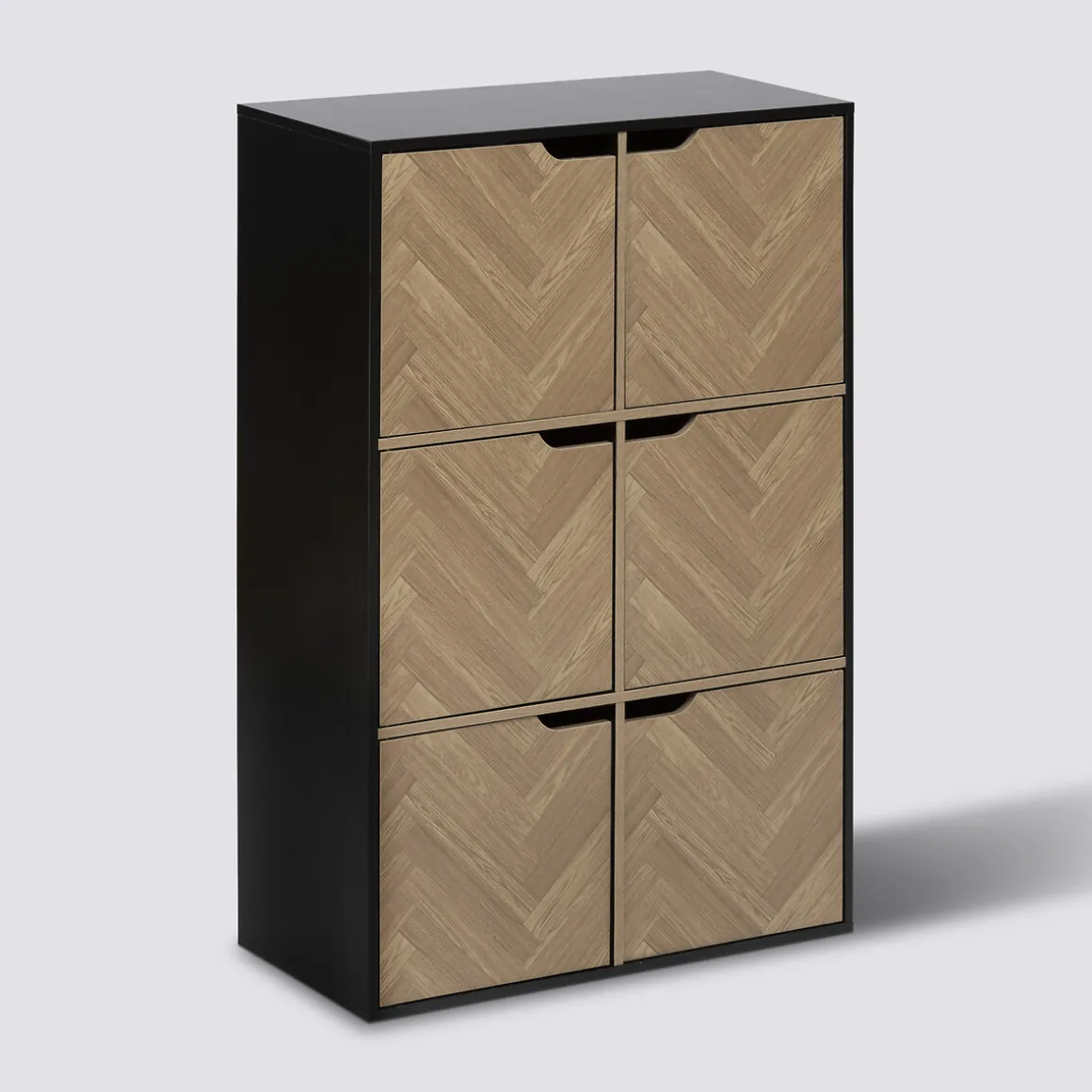 Etagère 6 cases, Effet bois et noir