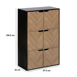 Etagère 6 cases, Effet bois et noir