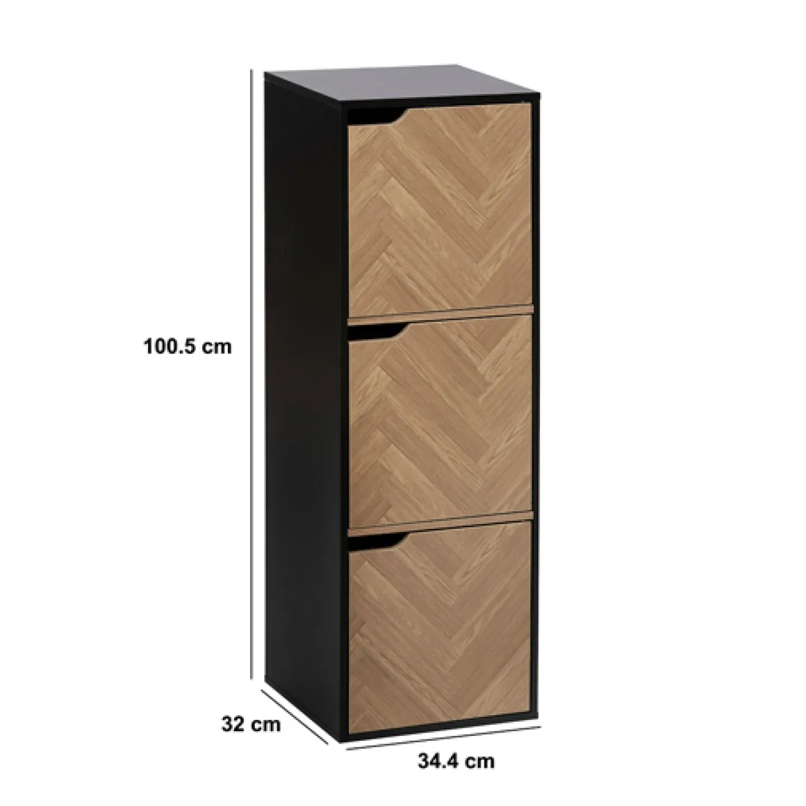 Etagère 3 cases, Effet bois et noir