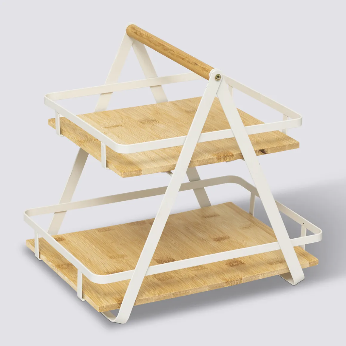 Etagère 2 niveaux avec anse, Bambou