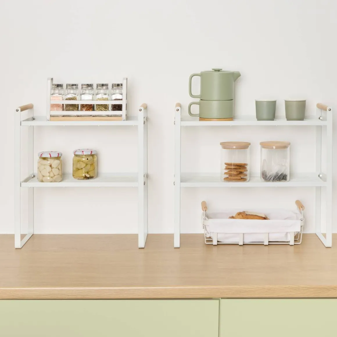 Etagère 2 niveaux, blanc