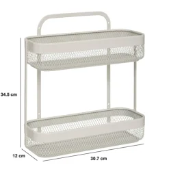 Etagère 2 niveaux en métal, Beige