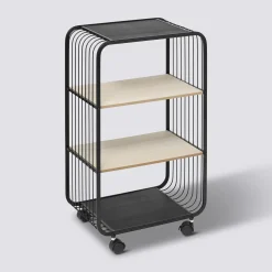 Etagère 3 niveaux, Métal et bois, Beige