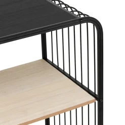 Etagère 4 niveaux, métal et bois, Noir