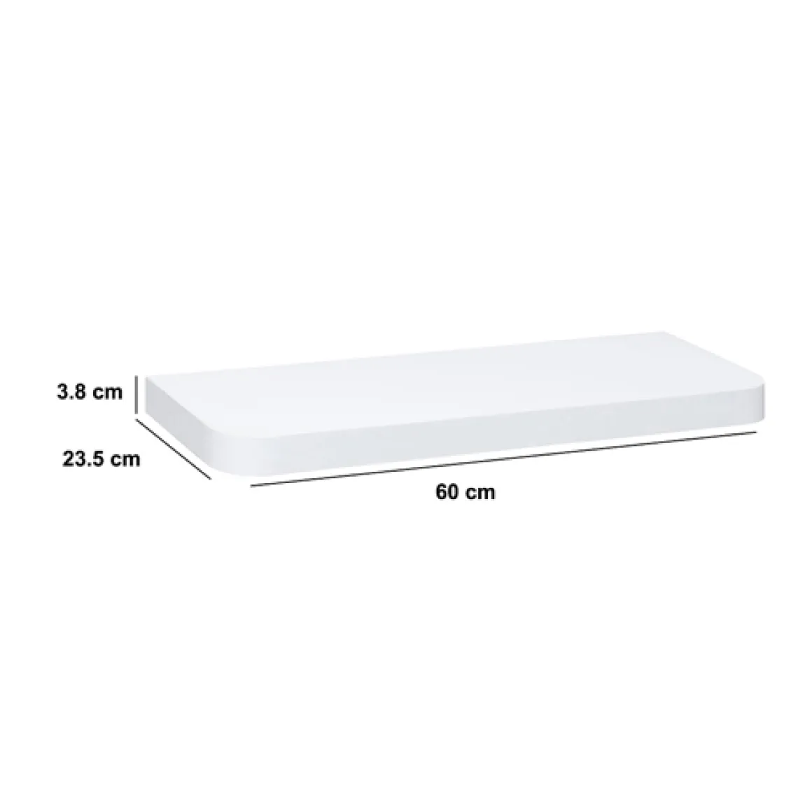 Etagère arrondie, 60x23,5 cm, Blanc