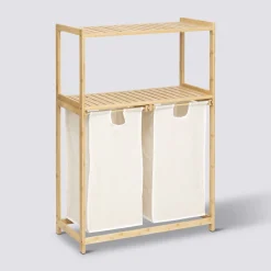 Etagère avec 2 sacs à linge, Bambou