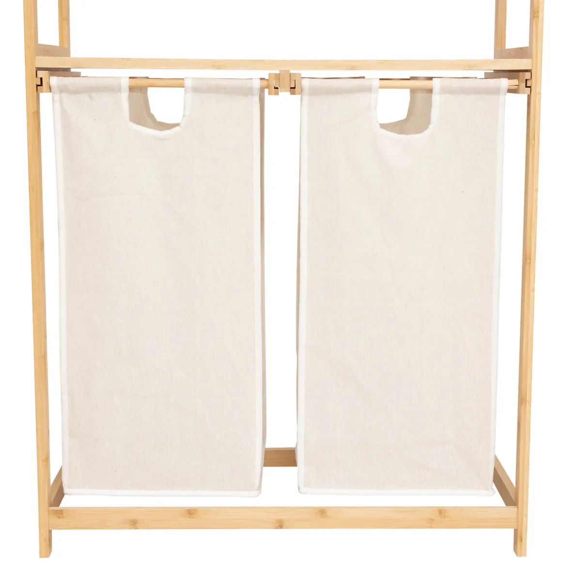 Etagère avec 2 sacs à linge, Bambou