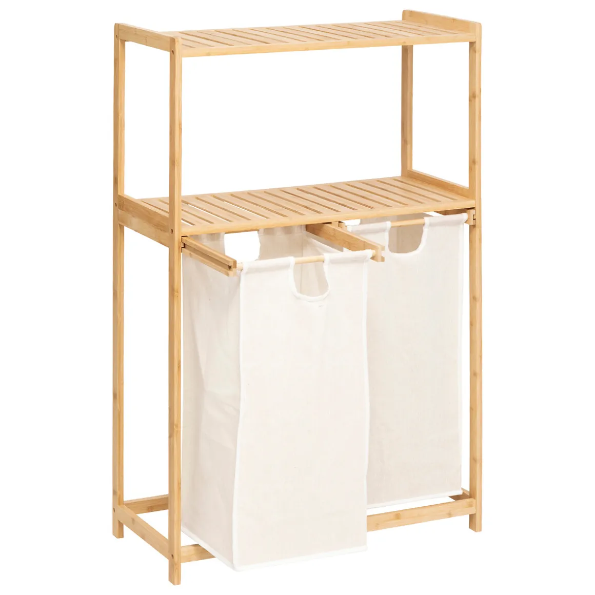 Etagère avec 2 sacs à linge, Bambou