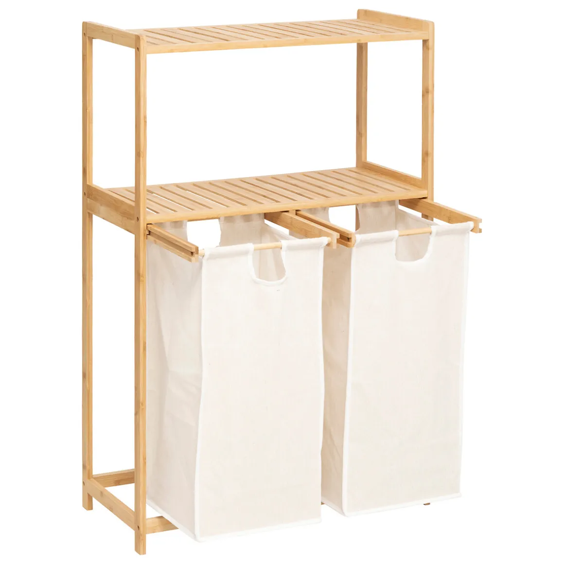 Etagère avec 2 sacs à linge, Bambou