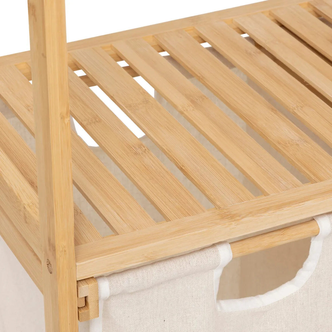 Etagère avec 2 sacs à linge, Bambou
