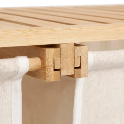 Etagère avec 2 sacs à linge, Bambou