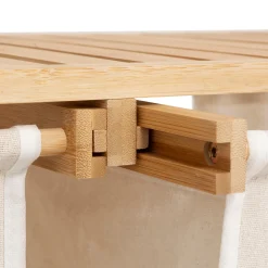 Etagère avec 2 sacs à linge, Bambou