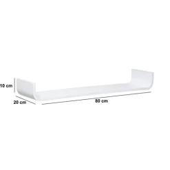 Etagère courbée, 80x20 cm, Blanc