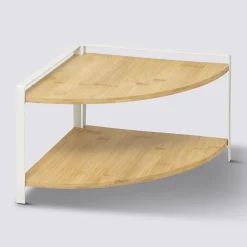Etagère d'angle 2 niveaux, Blanc