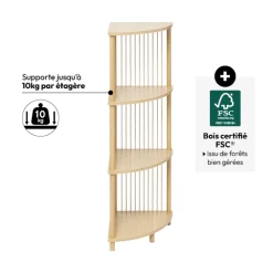 Etagère d'angle 4 niveaux, Effet bois clair