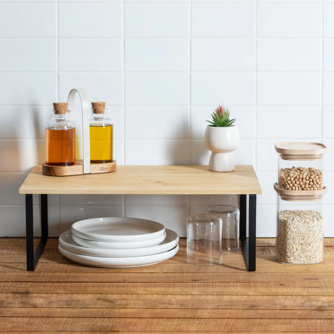 Etagère de rangement, Bambou, Noir