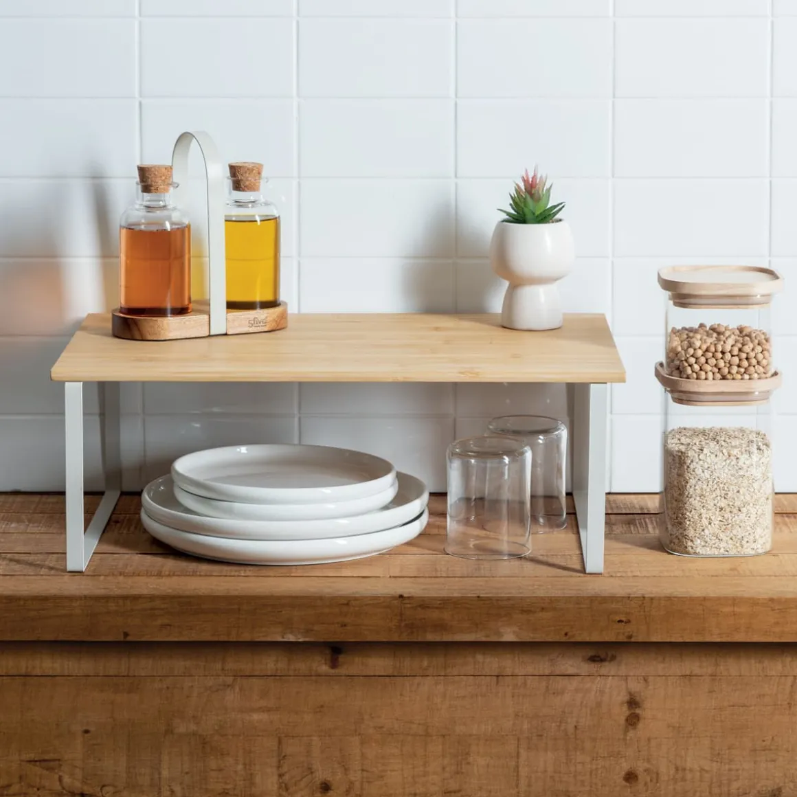 Etagère de rangement, Bambou, Beige