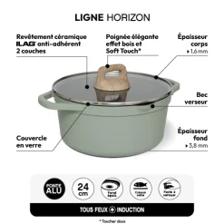 Faitout aluminium forgé, 24 cm, Vert