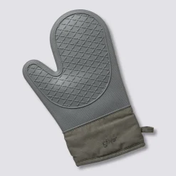 Gant de cuisine silicone et coton, Gris