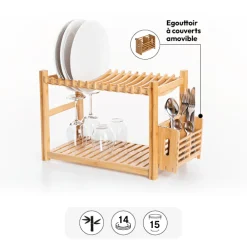 Égouttoir 2 niveaux et couverts