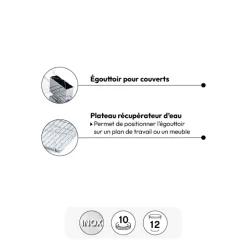 Égouttoir acier 2 niveaux avec plateau, Inox