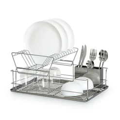 Égouttoir acier 2 niveaux avec plateau, Inox