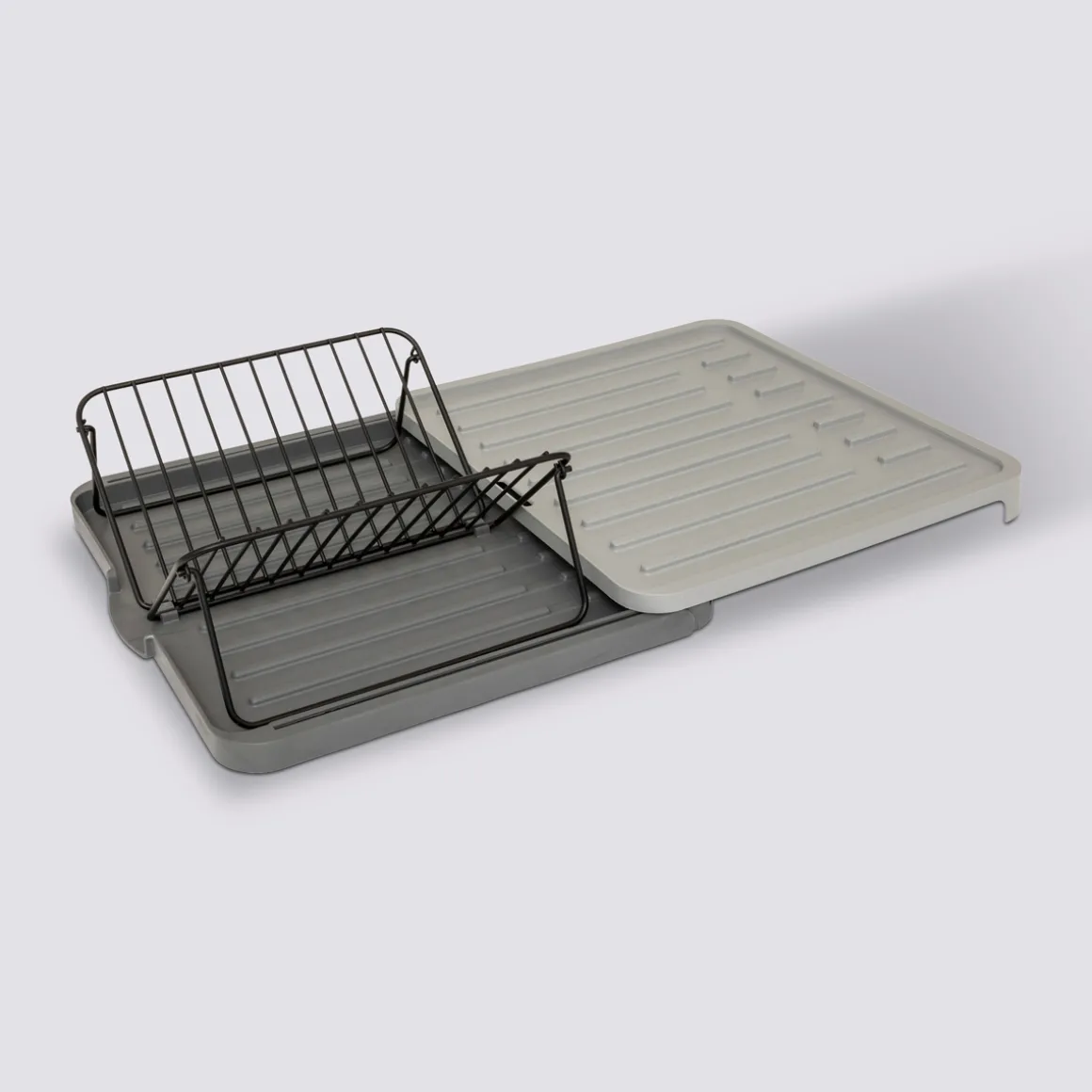 Égouttoir avec rack extensible, Gris