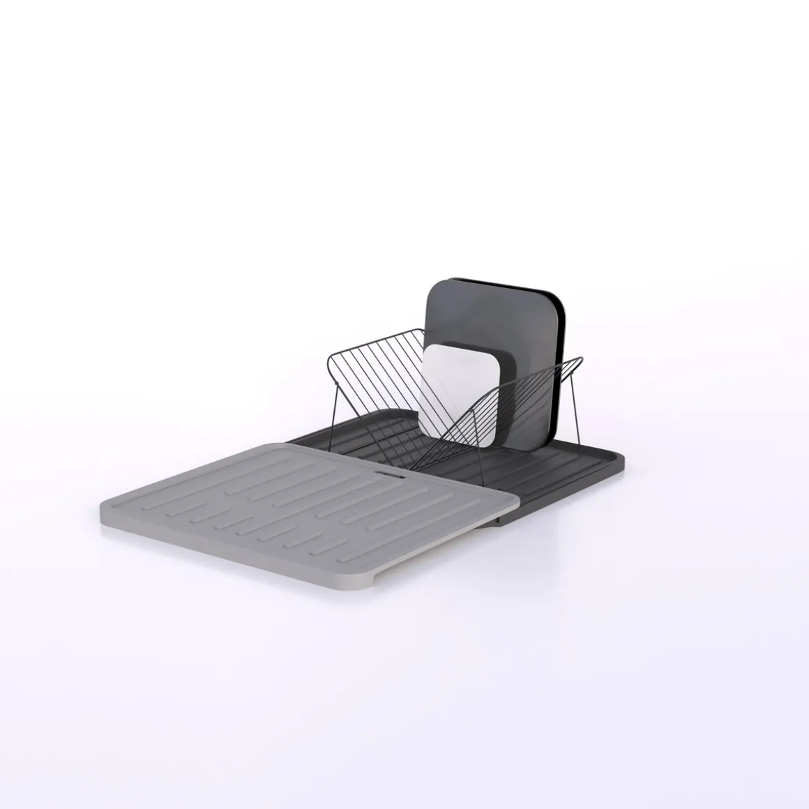 Égouttoir avec rack extensible, Gris