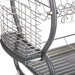Égouttoir métal 2 niveaux avec plateau, Gris