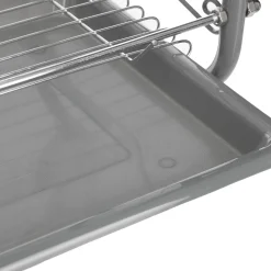 Égouttoir métal 2 niveaux avec plateau, Gris