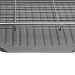 Égouttoir métal 2 niveaux avec plateau, Gris