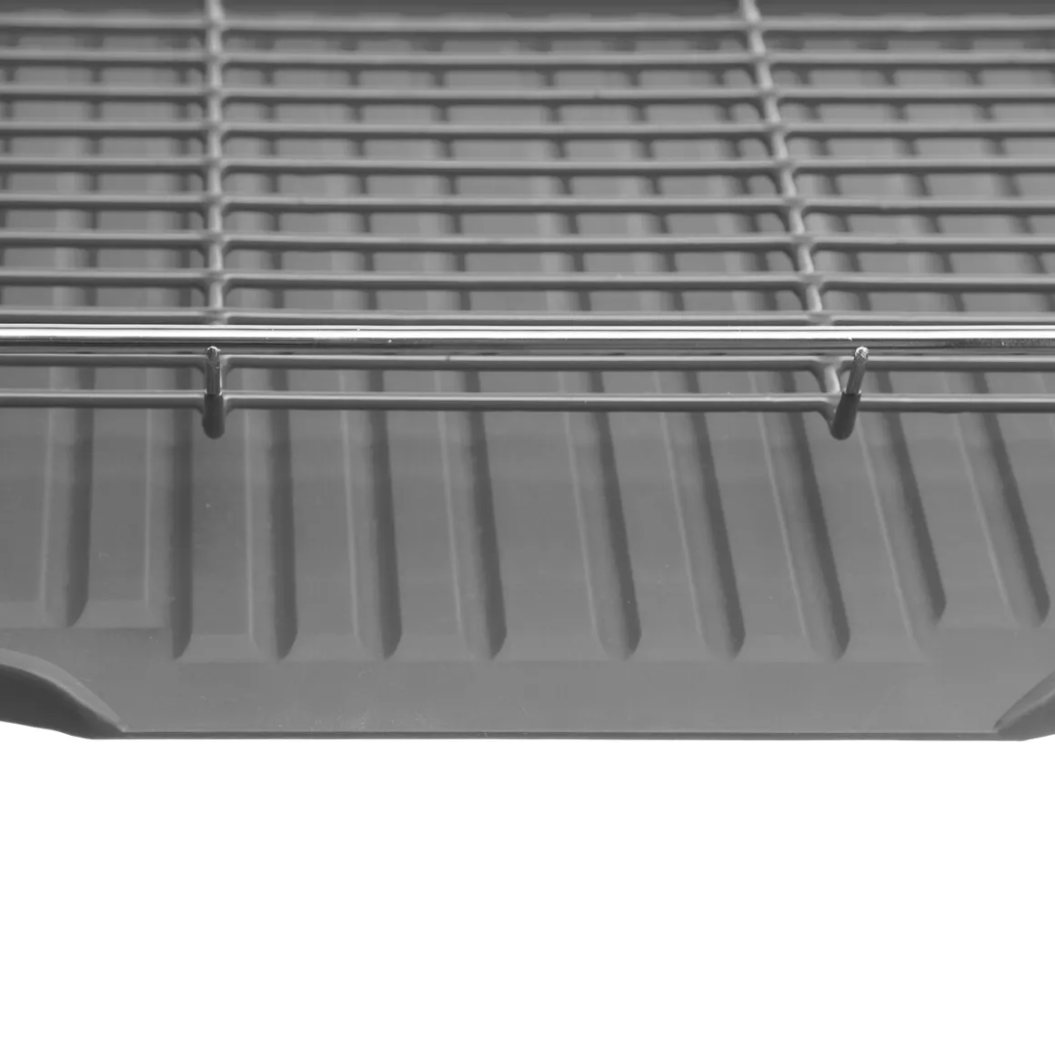Égouttoir métal 2 niveaux avec plateau, Gris