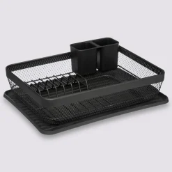 Égouttoir métal  avec plateau, Noir