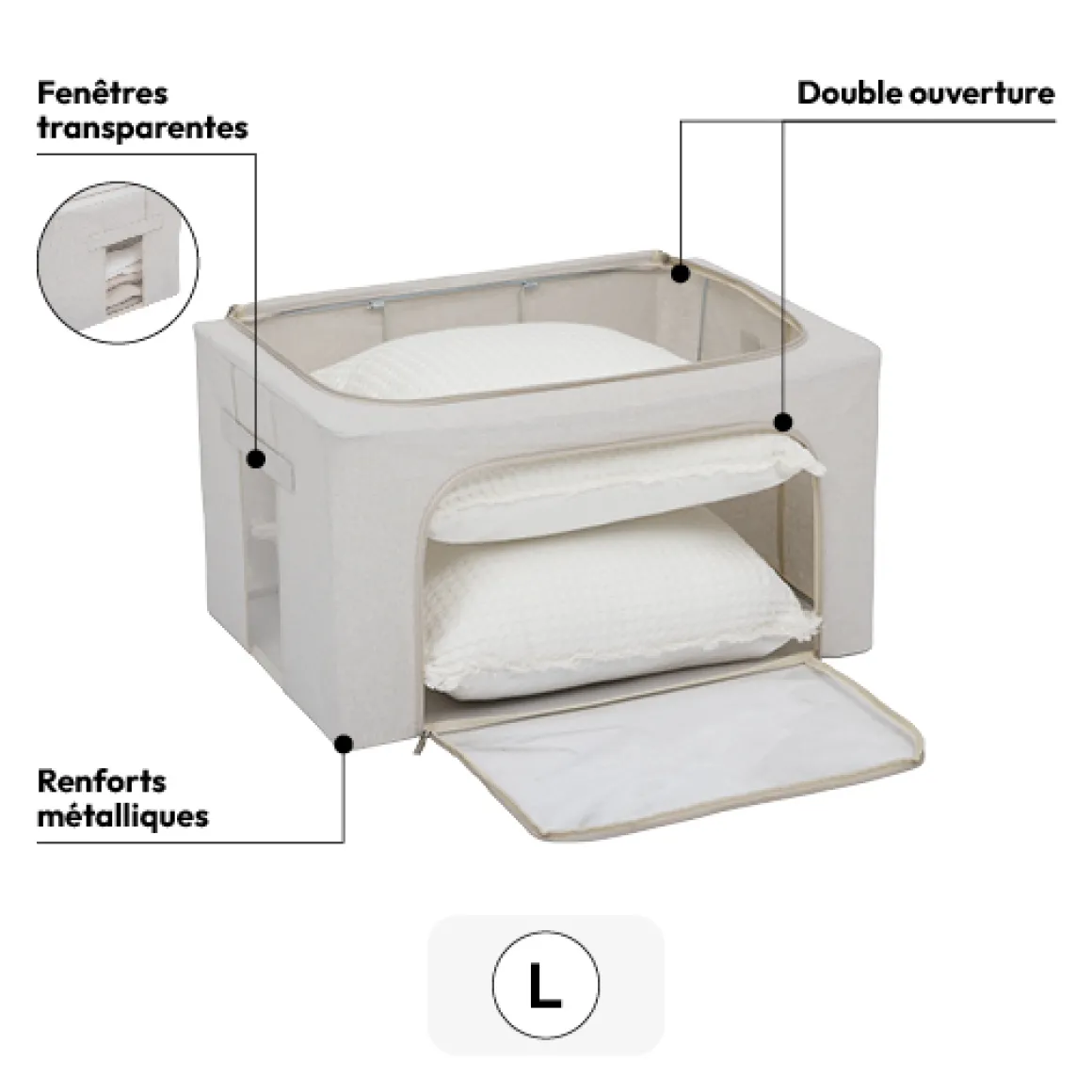 Housse de rangement double ouverture, 40x31 cm