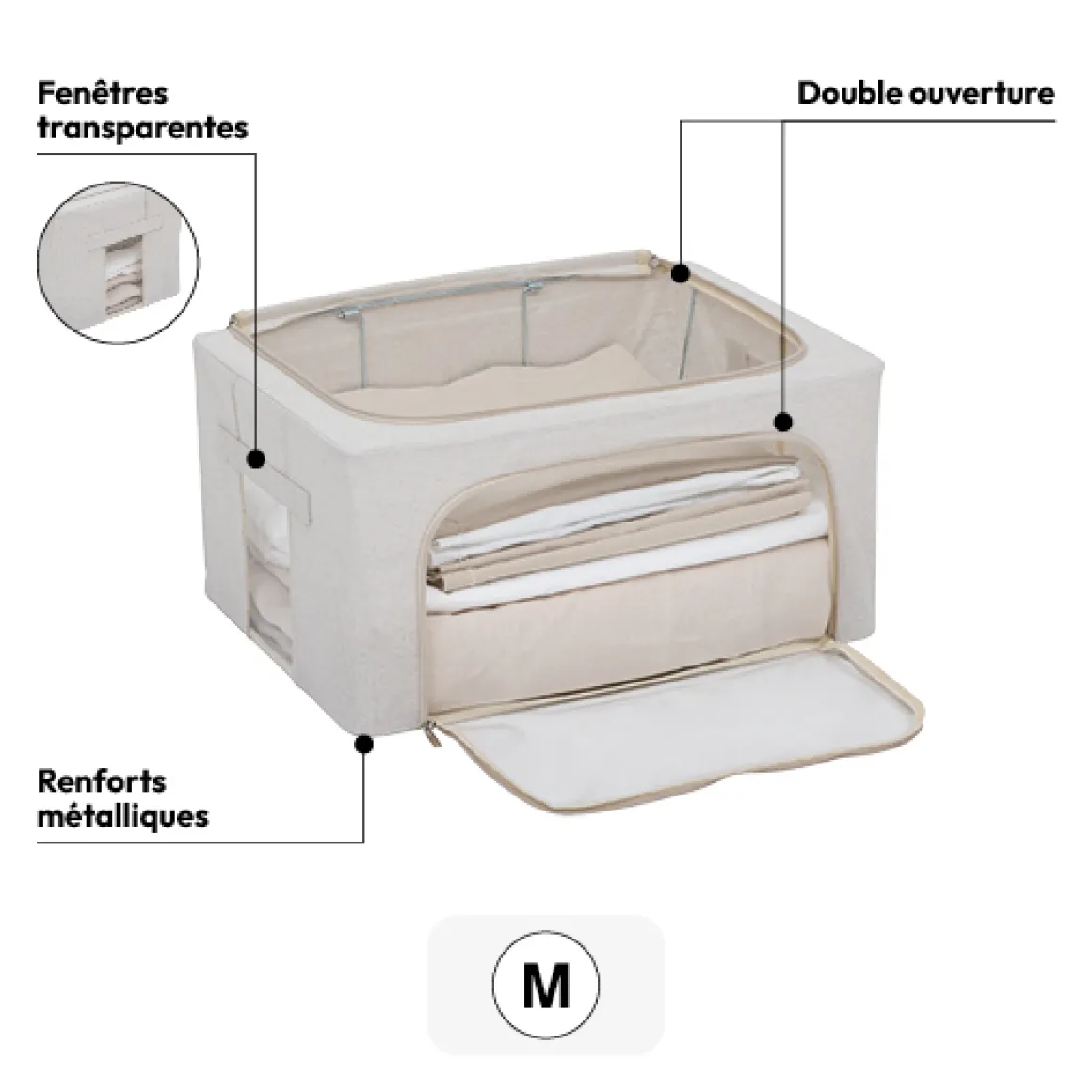 Housse de rangement double ouverture, 60x40 cm