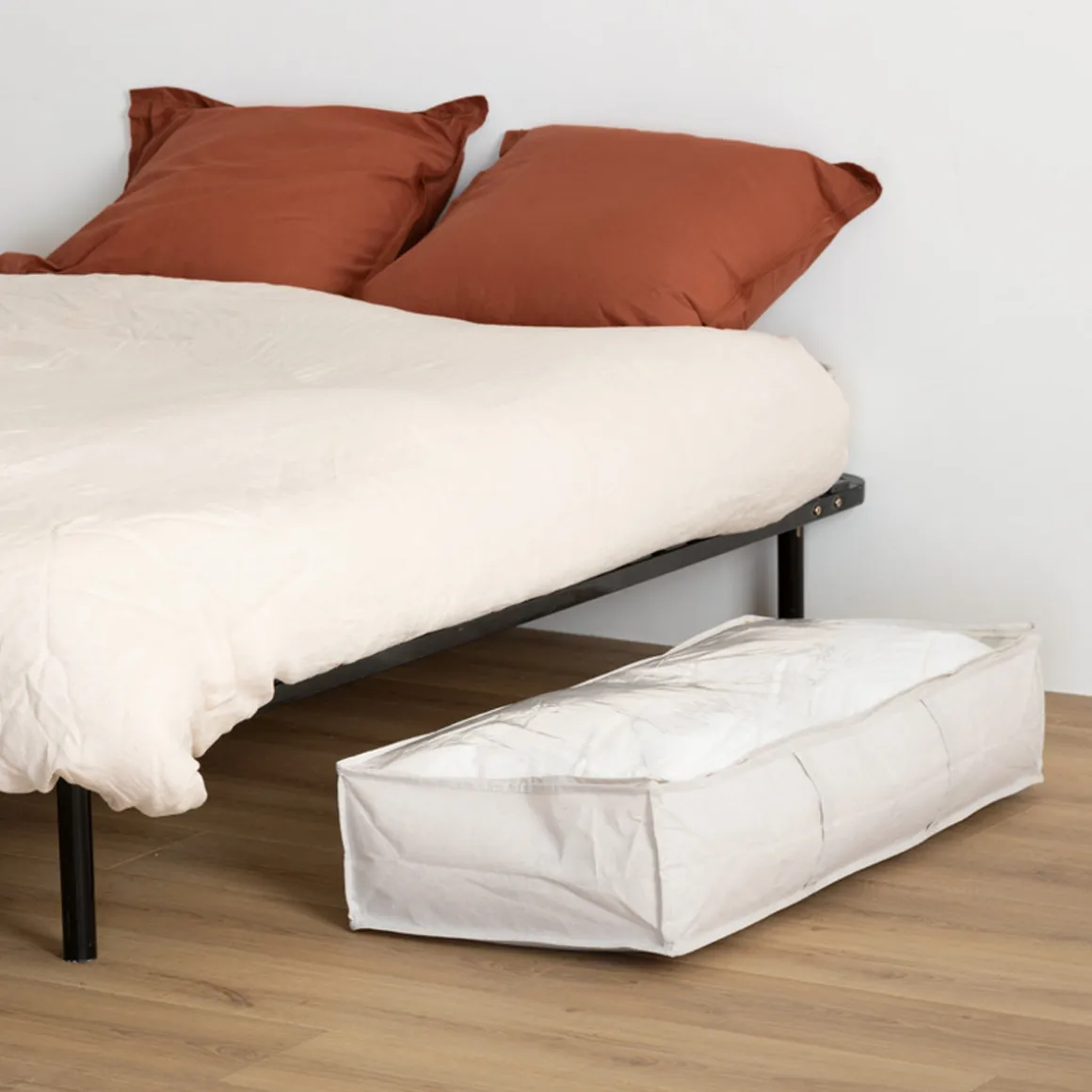 Housse de rangement lit, 100x20 cm, Beige