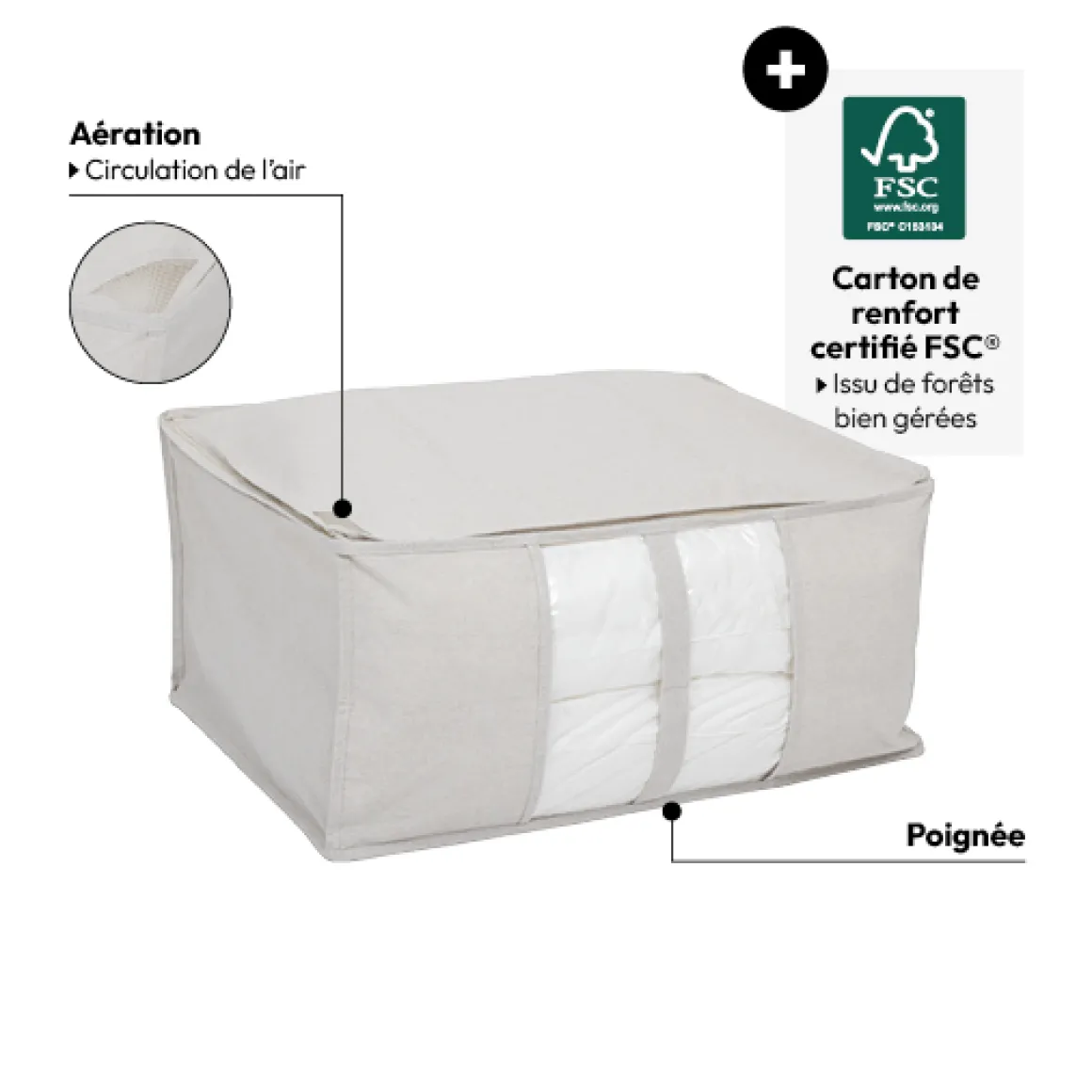 Housse de rangement souple, 60x30 cm, Beige