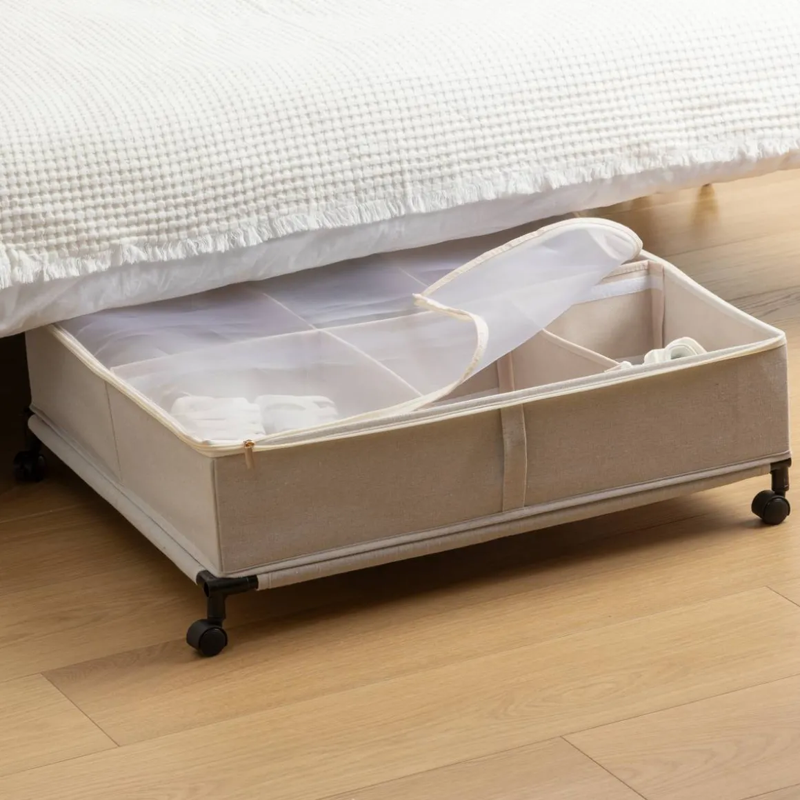 Housse de rangement sous lit, L.66 cm, Beige
