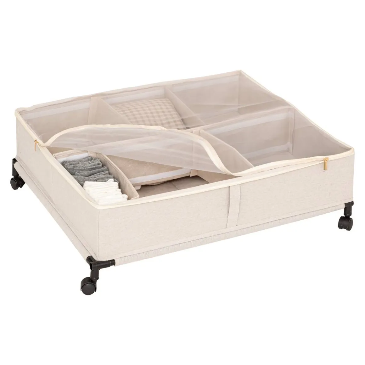 Housse de rangement sous lit, L.66 cm, Beige
