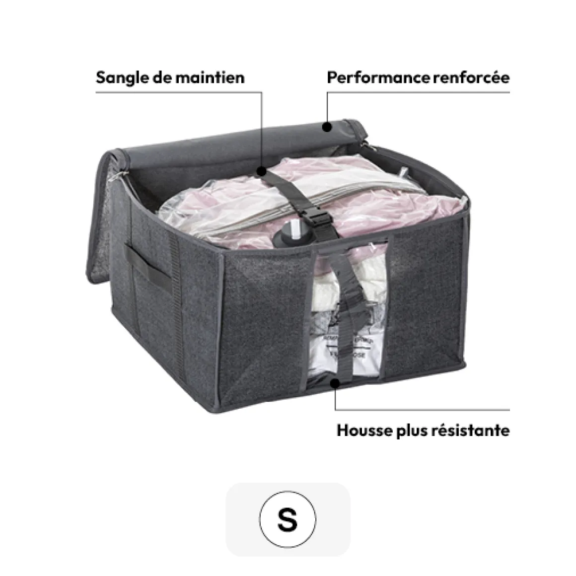 Housse rangement sous vide 40x40x25cm