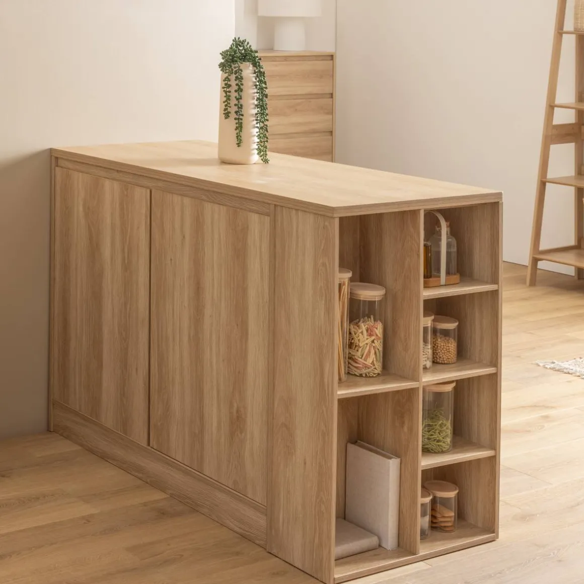 Ilot central, 2 portes, Beige