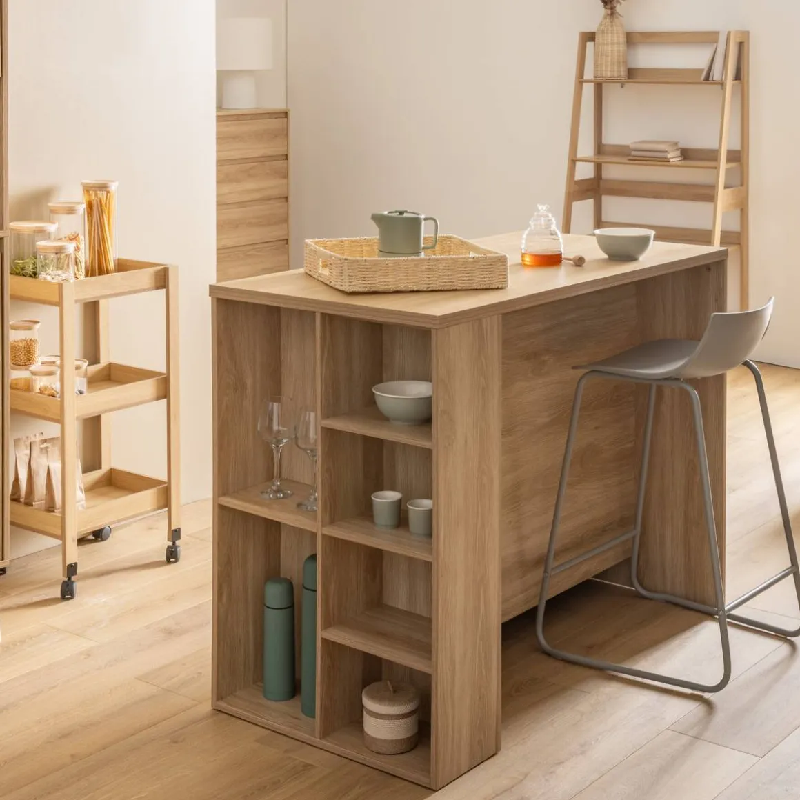 Ilot central, 2 portes, Beige