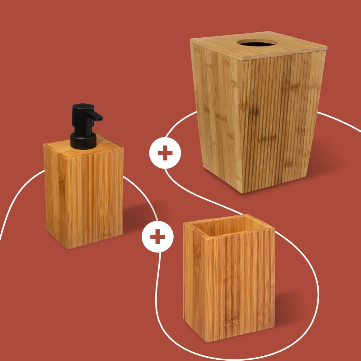 Kit accessoires de salle de bain, bambou