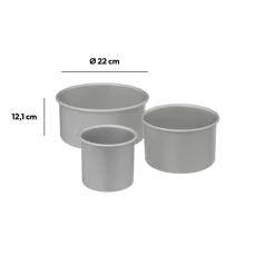 Lot 3 moules à gâteaux bord haut, Aluminium
