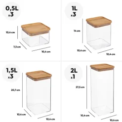 Lot de 8 bocaux de conservation hermétiques 0,5L à 2L