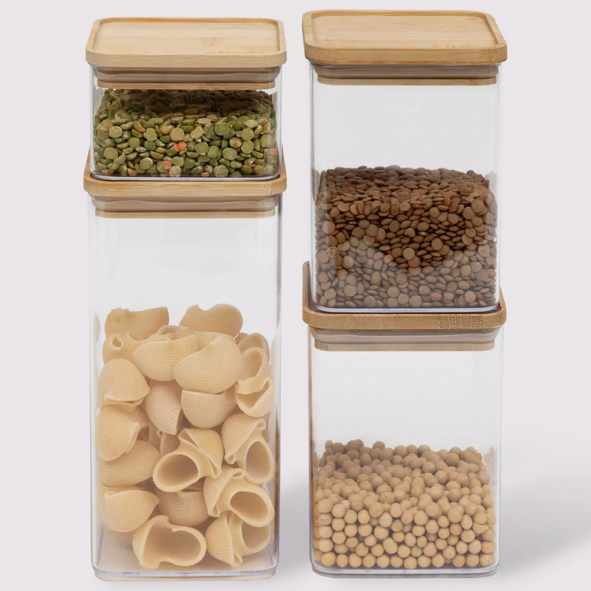 Lot de 4 bocaux de conservation hermétiques 0,5L à 1,5L